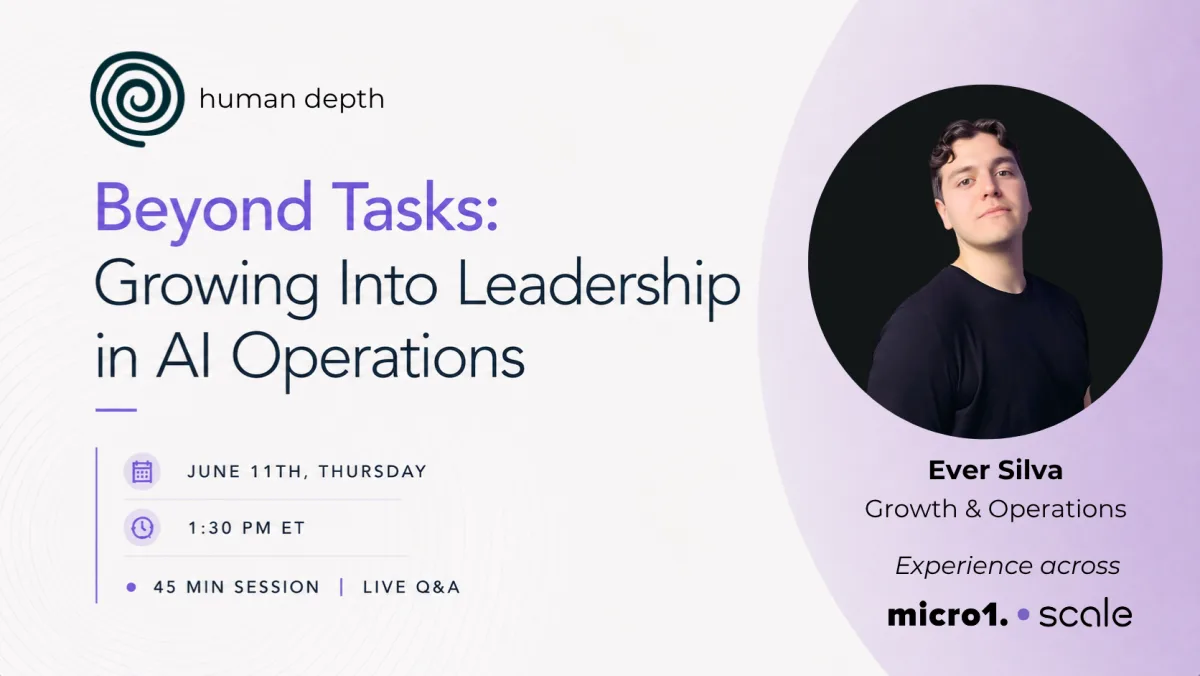HumanDepth event cover for Beyond Tasks: Growing Into Leadership in AI Operations