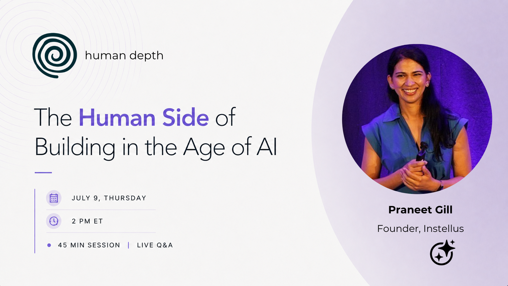 HumanDepth event poster for The Human Side of Building in the Age of AI